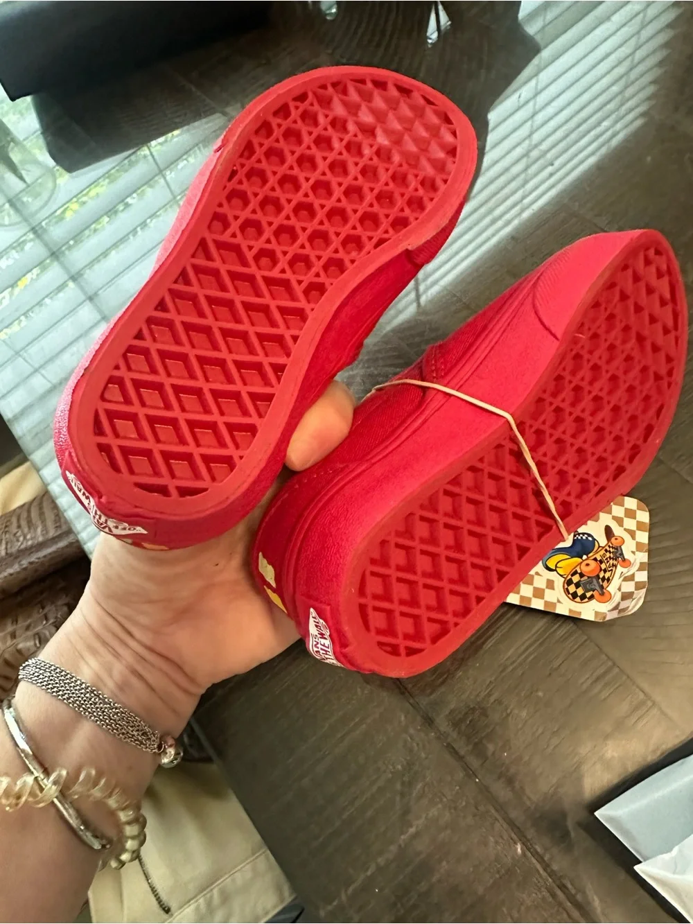 Vans Kids Red Slip-On Sneakers with Haribo Gummy Patch